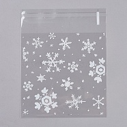 Printed Plastic Bags, with Adhesive, Snowflake, Clear, 9.9x10cm, about 95~100pcs/bag(PE-WH0003-02A)