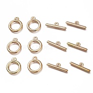 Jewelry Clasps Alloy Ring Toggle Clasps, Light Gold, Ring: 18x15x2mm, Hole: 2mm, Bar: 7x23x2mm, Hole: 2mm(PALLOY-J218-032G-A)