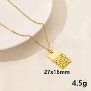 304 Stainless Steel Rectangle Pendant Necklaces, Cable Chain Necklaces(SS2971-12)