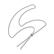 Adjustable 304 Stainless Steel Curb Chains Necklaces Making, with Slide Stopper Beads, Stainless Steel Color, 23.62 inch(60cm), Inner Diameter: 0.12 inch(0.3cm)(AJEW-JB01215-01)