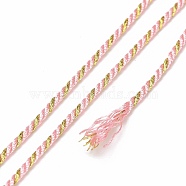 Polycotton Filigree Cord, Braided Rope, with Plastic Reel, for Wall Hanging, Crafts, Gift Wrapping, Pink, 1.5mm, about 21.87 Yards(20m)/Roll(OCOR-E027-02C-22)