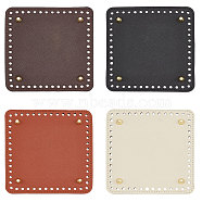 Elite 4Pcs 4 Colors Square PU Leather Knitting Crochet Bags Nail Bottom Shaper Pad, with Metal Nail, for Bag Bottom Accessories, Mixed Color, 15.1x15x0.45~1cm, Hole: 5mm, 1pc/color(DIY-PH0021-07)