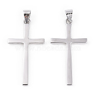 Rhodium Plated 925 Sterling Silver Pendants, Religion Cross with 925 Stamp, Real Platinum Plated, 32.5x16.5x1.5mm, Hole: 3.5x5mm(STER-T007-44P)