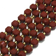 Natural Red Jasper Beads Strand, Faceted, Cube, 6.5~7.5x6.5~7.5x6.5~7.5mm, Hole: 1.2mm, about 43~44pcs/strand, 15.35~15.55 inch(39~39.5cm)(G-I376-D77-01)