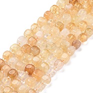 Natural Yellow Quartz Beads Strands, with Seed Beads, Square, 6~7x6~7x6~7mm, Hole: 1mm, about 45pcs/strand, 15.16 inch(38.5cm)~15.83 inch(40.2cm)(G-K323-07)