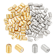 Elite 100pcs 2 colors Brass Beads, with Rubber, Column, Slider Beads, Stopper Beads, Mixed Color, 8x5mm, Hole: 2mm, 50pcs/color(KK-PH0004-14)