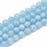 Dyed & Heated Natural Chalcedony Imitation Aquamarine Round Beads for DIY Bracelet Making Kit, with 1 Roll Elastic Thread, Beads: 8~9mm, Hole: 1mm, 100pcs/set(DIY-SZ0006-88B)