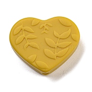 Silicone Focal Beads, Silicone Teething Beads, Heart, Goldenrod, 21x25x8.5mm, Hole: 2mm(SIL-P008-B04)