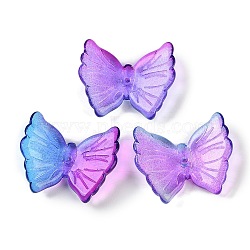 Spray Painted Glass Beads, Butterfly, Purple, 20x24.5x6mm, Hole: 1.2mm(GLAA-Z007-02H)