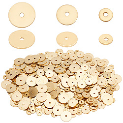 Elite 600Pcs 3 Styles Brass Spacer Beads, Long-Lasting Plated, Disc, Real 18K Gold Plated, 4~8x0.5mm, Hole: 0.9~1mm, 200pcs/style(KK-PH0005-82)
