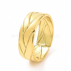 Ion Plating(IP) 304 Stainless Steel Grooved Cuff Ring for Women, Golden, Inner Diameter: 17mm(RJEW-C053-05G)