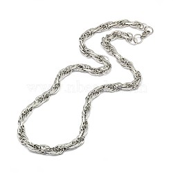 Fashionable 304 Stainless Steel Rope Chain Necklaces for Men, with Lobster Claw Clasps, Stainless Steel Color, 23 inch~25 inch(58.4~63.5cm)x8mm(STAS-A028-N048P-S)