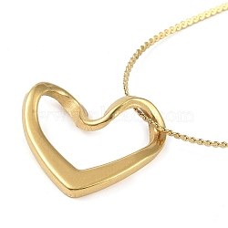 304 Stainless Steel Pendants Necklaces, Golden Tone Serpentine Chains Necklaces for Women, Heart, 13.70 inch(34.8cm), Pendant: 15.5x17mm(NJEW-K266-03C-G)