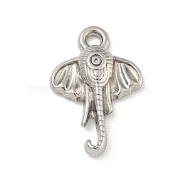 Non-Tarnish 304 Stainless Steel Pendants, Elephant Charm, Stainless Steel Color, 25x16x4.5mm, Hole: 2.1mm(STAS-N103-119P)