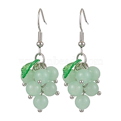 Natural Malaysia Jade Dangle Earrings, with Acrylic Charms and Iron Earring Hooks, Grape, Platinum, 43x18mm(EJEW-JE06216)