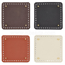 Elite 4Pcs 4 Colors Square PU Leather Knitting Crochet Bags Nail Bottom Shaper Pad, with Metal Nail, for Bag Bottom Accessories, Mixed Color, 15.1x15x0.45~1cm, Hole: 5mm, 1pc/color(DIY-PH0021-07)