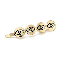 Alloy Enamel Hair Bobby Pins, with Iron Findings, Flat Round with Eye, Light Gold, 70.5x14.8x6mm(PHAR-H070-03KCG)
