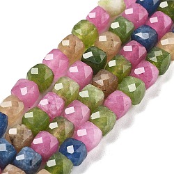 Natural Quartz Beads Strands, Dyed, Faceted, Cube, Colorful, 6.5~7x6.5~7x6.5~7mm, Hole: 1mm, about 61~62pcs/strand, 15.47~15.67 inch(39.3~39.8cm)(G-C179-B18-01)