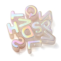Opaque Rainbow Iridescent Acrylic Beads, Random Letter, Clear AB, 21x8.5~20.5x15mm, Hole: 4mm(OACR-P010-22C)