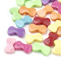 Opaque Acrylic Beads, Bowknot, Mixed Color, 9x16x4.5mm, Hole: 1.5mm, about 1350~1400pcs/500g(MACR-S296-10)