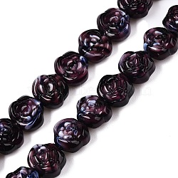 Handmade Lampwork Beads Strands, Rose, Indigo, 10.5x12x7~7.5mm, Hole: 0.9mm, about 50pcs/strand, 20.63''(52.4cm)(LAMP-T021-26A)