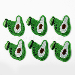 Computerized Embroidery Cloth Iron on/Sew on Patches, Appliques, Costume Accessories, Avocado, Green, 53x49x1.5mm(DIY-S040-009)