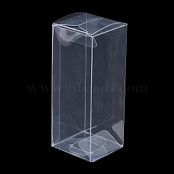 Rectangle Transparent Plastic PVC Box Gift Packaging, Waterproof Folding Box, for Toys & Molds, Clear, Unfold: 21.2x8cm, Finished Product: 4x4x12cm(CON-F013-01N)