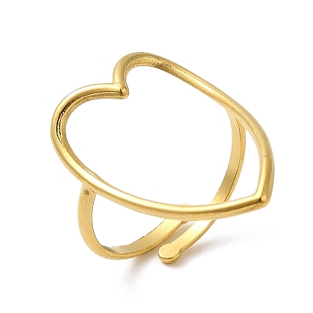 304 Stainless Steel Adjustable Rings, Hollow Heart, Golden, Inner Diameter: 17.2mm