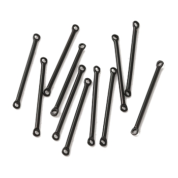 304 Stainless Steel Links, Bar Connector Charms, Black, 30x2.5x1.5mm, Hole: 1.4mm