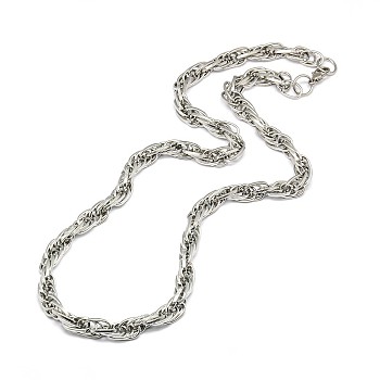 Fashionable 304 Stainless Steel Rope Chain Necklaces for Men, with Lobster Claw Clasps, Stainless Steel Color, 23 inch~25 inch(58.4~63.5cm)x8mm