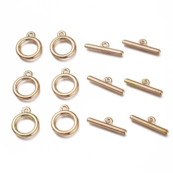 Jewelry Clasps Alloy Ring Toggle Clasps, Light Gold, Ring: 18x15x2mm, Hole: 2mm, Bar: 7x23x2mm, Hole: 2mm