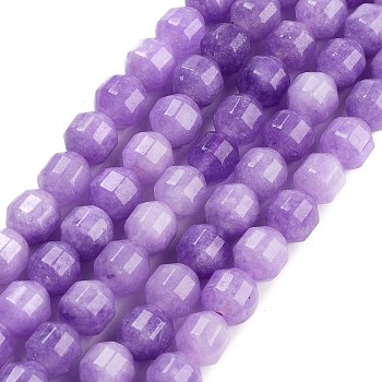 Natural Malaysia Jade Beads Strands, Dyed, Faceted Bicone Barrel Drum, Lilac, 10x9.5mm, Hole: 1mm, about 38pcs/strand, 14.88 inch(37.8cm)