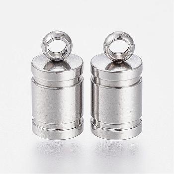 304 Stainless Steel Cord Ends, End Caps, Column, Stainless Steel Color, 10x5mm, Hole: 1mm