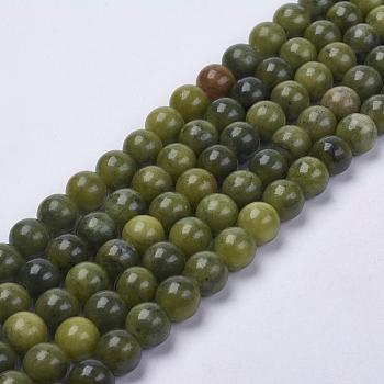 Natural Taiwan Jade Beads, Round, Olive, about 8mm in diameter, hole: 1mm, about 50pcs/strand, 16 inch