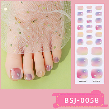 Nail Art Full Cover Toe Nail Stickers, Glitter Powder Stickers, Self-Adhesive, for Toe Nail Tips Decorations, Colorful, 17.5x7.3x0.9cm, 26pcs/sheet