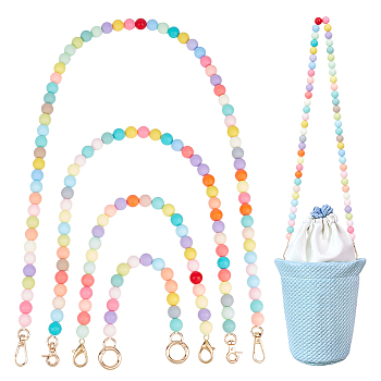 Elite 4Pcs 4 Style Acrylic Frosted Beaded Bag Strap, with Alloy Clasp, Mixed Color, 25~90.5cm, 1pc/style