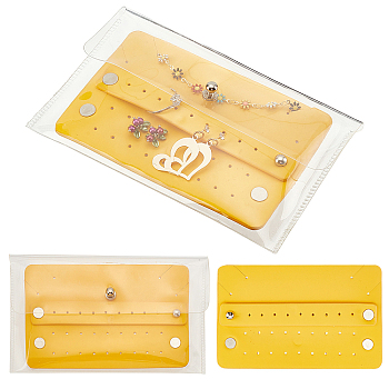Fingerinspire TPU(Thermoplastic Polyurethane) Jewelry Storage Bag, with EVA(Ethylene-vinyl Acetate) Storage Interlayer, Frosted, Rectangle, Gold, 10x16.5x1.4cm