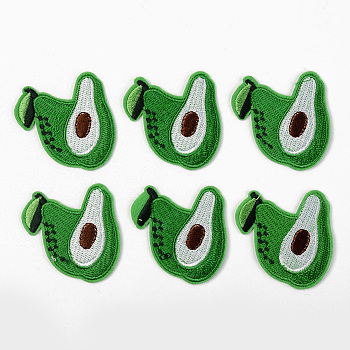 Computerized Embroidery Cloth Iron on/Sew on Patches, Appliques, Costume Accessories, Avocado, Green, 53x49x1.5mm