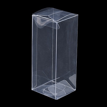 Rectangle Transparent Plastic PVC Box Gift Packaging, Waterproof Folding Box, for Toys & Molds, Clear, Unfold: 21.2x8cm, Finished Product: 4x4x12cm