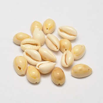 Natural White Shell Mother of Pearl Shell Oval Pendants, Light Khaki, 16~17x11~12x8mm, Hole: 1mm, about 980pcs/500g