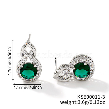 Green Others Rhinestone Stud Earrings