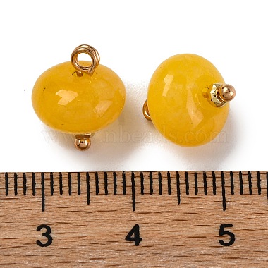 Natural White Jade Dyed Saucer Charms with Rack Plating Golden Tone Brass Bails(KK-B103-17B-01)-3