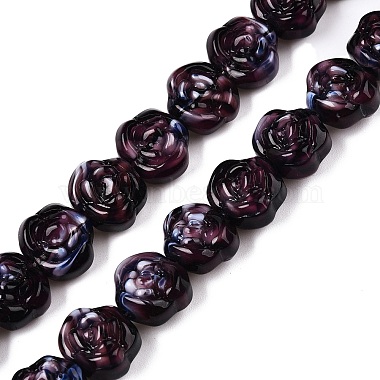 Indigo Flower Lampwork Beads