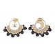 Boucles d'oreilles pendantes en forme d'éventail en perles de verre tressées(EJEW-MZ00034)-1