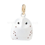 Spray Paint 304 Stainless Steel Pendants, with Jump Ring, Owl, 15.5x12.5x11mm, Hole: 4mm(STAS-H254-04G-13)