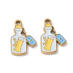304 Stainless Steel Enamel Pendants, Bottle Shape Charms, Ion Plating(IP), Golden, 14x10x1.5mm, Hole: 1.5mm(SA-CBA7876-03G)