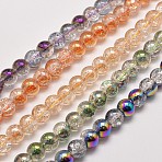 Electroplate Synthetic Crackle Quartz Beads Strands, Round, Mixed Color, 8mm, Hole: 1mm, about 50pcs/strand, 15.7 inch(EGLA-J067-8mm-M)
