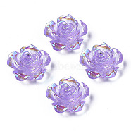 Transparent Resin Cabochons, AB Color Plated, Rose Flower, Medium Purple, 15x14x6mm(CRES-N030-001B-01)
