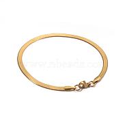 304 Stainless Steel Bracelets, Herringbone Chain Bracelets, with Lobster Claw Clasps, Real 18K Gold Plated, 180x3x0.5mm(7.08 inch)(BJEW-D418-01G)