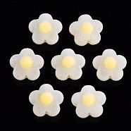 Flocky Acrylic Beads, Bead in Bead, Flower, Yellow, 16.5x17.5x9.5mm, Hole: 2.8mm(X-MACR-S275-29D)